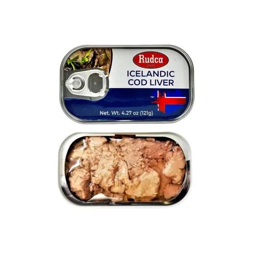 Vista 4 de Rudca Food Hígado de bacalao islandés en aceite propio, 4.27 oz, paquete