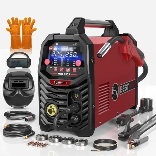 Vista 13 de BESTMIG 135A Soldador MIG - Soldador de núcleo de flujo 3 en 1, máquina de soldadura MIG/Lift TIG/Stick - Inversor IGBT portátil - 110 V con casco