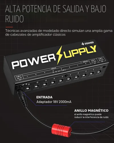 Vista 3 de Donner DP-1 Pedal de Guitarra Fuente De Alimentación 10 aislado DC salida 9 V/12 V/18 V para Pedal de efectos.