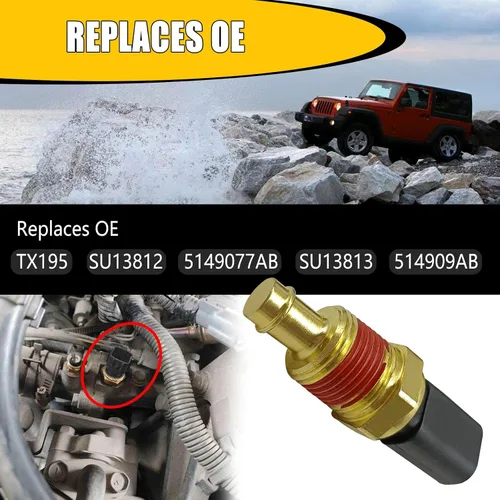 Vista 4 de 5149077AB Sensor de temperatura del refrigerante de agua del motor, compatible con Ram 1500 2011-2014, Chrysler Pacifica 2008, Sebring 2009-2010, Jp
