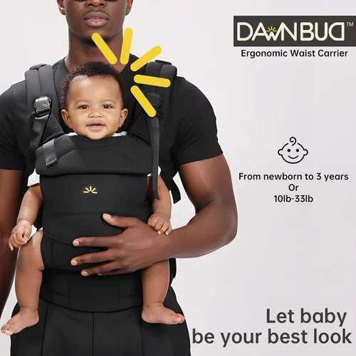 Vista 2 de Portabebés Dawnbud desde recién nacidos hasta niños pequeños, ajustable, ultrasuave y sin peso, portabebés ergonómico con soporte para la cabeza