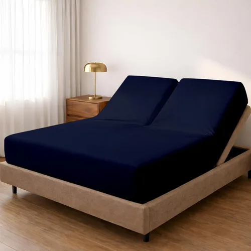 Vista 13 de Sábana bajera ajustable con parte superior dividida para camas ajustables, 100% algodón Giza, cabeza flexible de 34 pulgadas, tamaño King, 1 pieza
