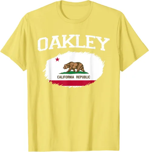 Vista 73 de OAKLEY CA CALIFORNIA Flag Vintage USA Sports Hombre Mujer Camiseta, Negro