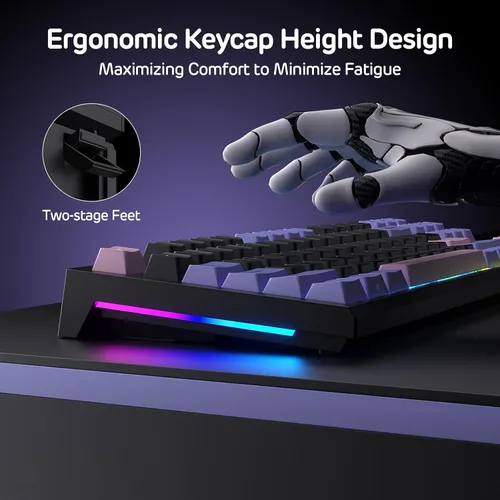 Vista 4 de RK ROYAL KLUDGE C87 HE - Teclado para juegos de disparo rápido, 87 teclas TKL con cable RGB, teclado con interruptor magnético de efecto Hall