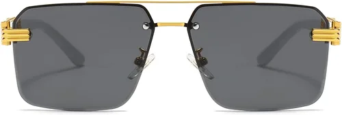Vista 2 de Gafas de sol de aviador cuadradas de moda para hombre y mujer, estilo vintage de los años 70, lentes de sol de doble puente degradados sin montura