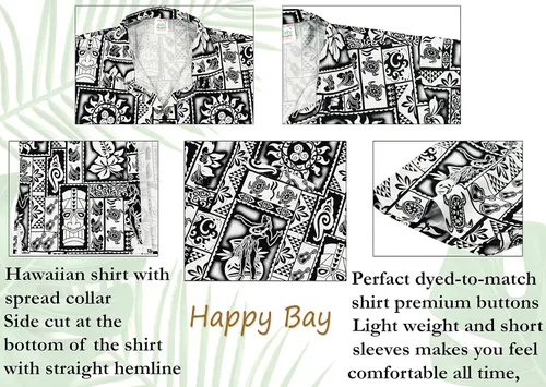 Vista 3 de HAPPY BAY Camisas casuales divertidas de playa con botones para hombre