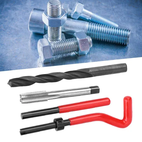 Vista 7 de Kit de reparación de roscas, 17 piezas M10 x 1.5 Kit de herramientas de reparación de roscas de acero inoxidable kit de inserción de reparación