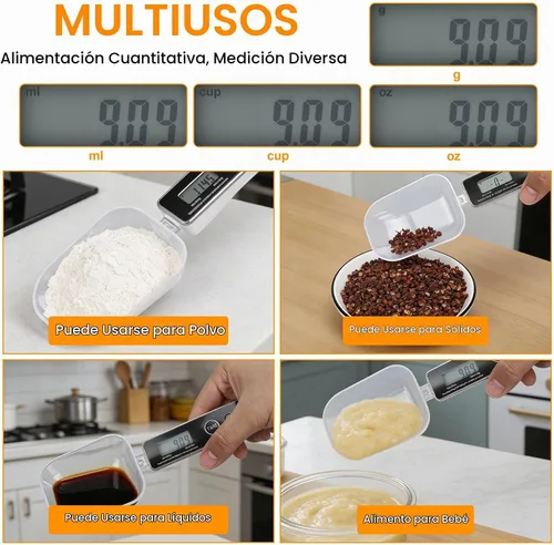 Vista 7 de Dioche Cuchara medidora digital, alta precisión de 0.00 oz a 17.64 oz de capacidad, con cucharas desmontables de 1.0 fl oz y 2.7 fl oz, función
