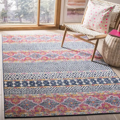 Vista 24 de SAFAVIEH Madison Collection - Alfombra decorativa de 2 pies 3 pulgadas x 4 pies, color carbón y gris, diseño bohemio chic, no desprende pelusa