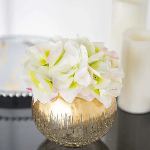 Vista 2 de Efavormart - Florero de cristal agrietado dorado de 4.5 pulgadas, florero de burbujas