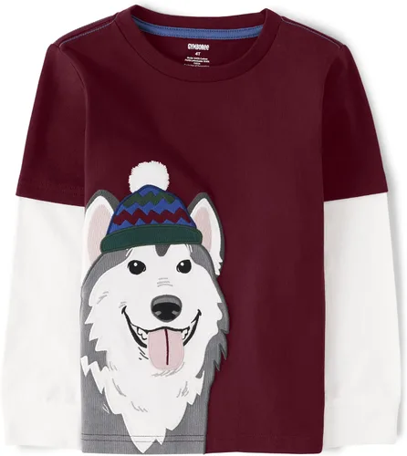 Vista 21 de Gymboree - Camisetas de manga larga con bordado gráfico para niños y niños pequeños, diseño de otoño y festivo Oso de trapo de manzana