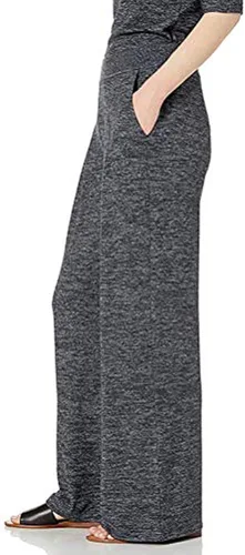 Vista 5 de O-will Mujeres O-cuello Puff manga suelta parte superior pierna ancha Casual Active Yoga Palazzo pantalones pantalones chándal conjunto 2pcs