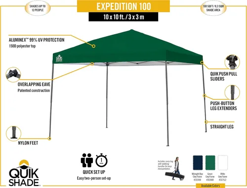 Vista 3 de Quik Shade Expedition 100 Team Colors - Toldo instantáneo Azul (Twilight Blue)