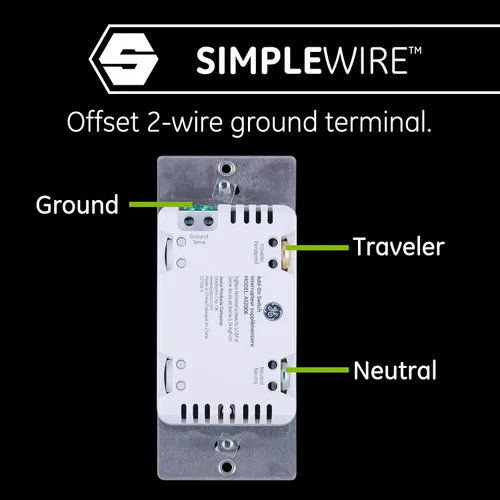 Vista 2 de Enbrighten Interruptor complementario blanco, QuickFit y SimpleWire, control de luz inteligente, interruptor de luz inteligente Z-Wave/Zigbee
