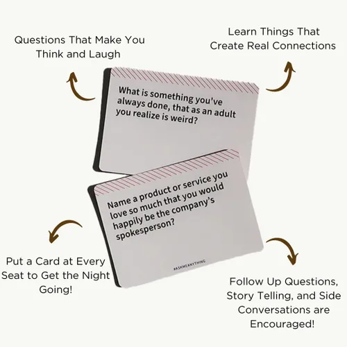 Vista 7 de ASKMEANYTHING Paquete de cena - 50 tarjetas de inicio de conversación para cenas memorables