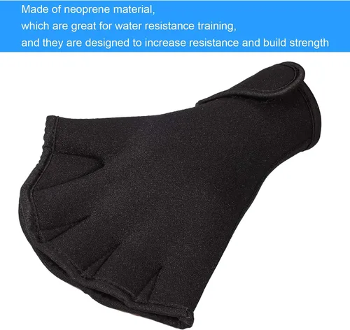 Vista 4 de Sumind - 2 pares de guantes de natación para mujeres y hombres, guantes de neopreno con malla para aeróbicos acuáticos, ejercicio de piscina, Negro