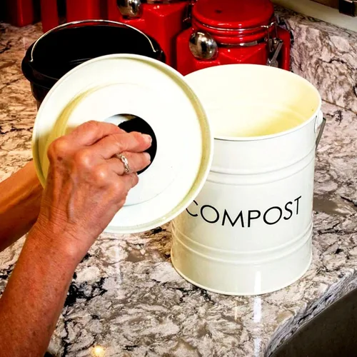 Vista 6 de Cubo para abono, de 0.8 galones, para la cocina, inoxidable, sin filtraciones, resistente, para durar toda la vida. Cubo de basura orgánico a