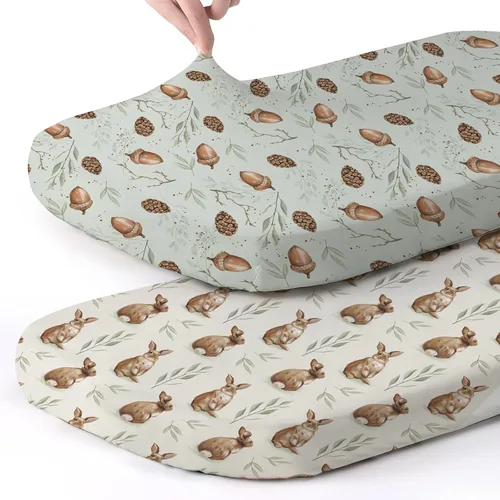 Vista 28 de Pack n Play Sheets BROLEX - Juego de 2 sábanas para cuna, juego de sábanas elásticas y portátiles para cuna, funda de colchón convertible