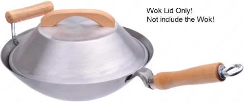 Vista 3 de Cubierta plana de aluminio de la tapa del wok, 11 pulgadas, (para wok de 12"), calibre 18, hecho en Estados Unidos