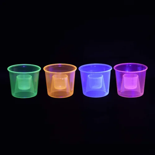 Vista 4 de Party Essentials Copas de bombardero de plástico, vasos Jager Bomb Shot, 4 onzas, neón surtido, 50