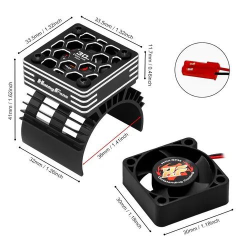 Vista 8 de Disipador de calor de motor RC con ventilador de enfriamiento de 5 V, apto para 540 550 3650 F540 3660 3670 Tamaño sin escobillas Motor Disipador