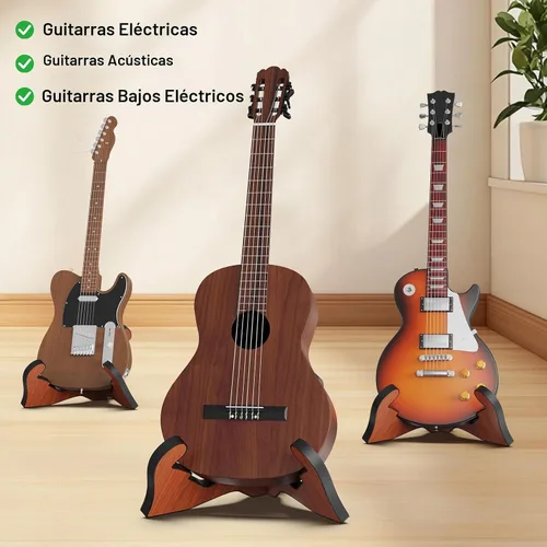 Vista 3 de GLEAM Soporte de guitarra – Universal MDF de madera para guitarra eléctrica acústica y bajo, estilo X-Frame Portátil, con cubierta de espuma suave