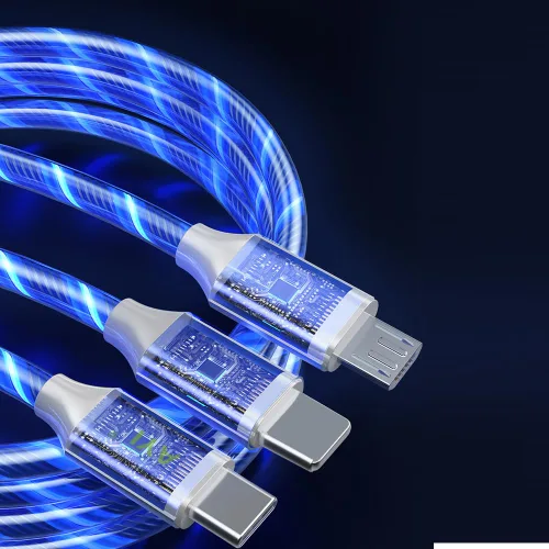 Vista 8 de AYI 3 combinaciones de múltiples puertos USB A a USBC Micro PD cable de carga rápida iluminado flujo de corriente compatible con casi todos