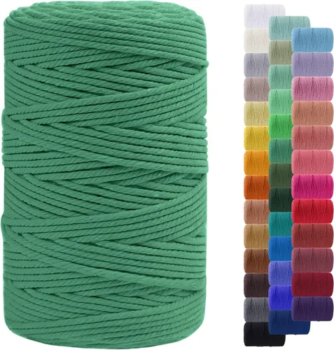 Vista 110 de Cordón de macramé de 0.079 pulgadas, cuerda de algodón natural de 109 yardas, hilo de cuerda de macramé para manualidades, ganchos de pared