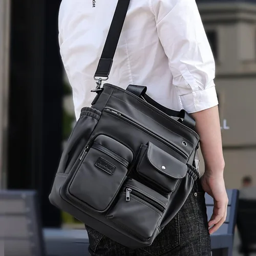 Vista 4 de XINCADA Bolso bandolera de lona vintage bolsas de hombro para hombre