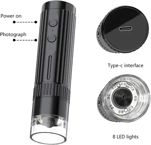 Vista 5 de Microscopio digital, cámara plegable de microscopios de bolsillo de mano, microscopio USB de aumento 50X a 1000X para iOS
