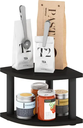 Vista 72 de Furinno Turn-N-Tube Organizador de encimera de cocina, estante organizador de encimera de esquina de 2 niveles, estante esquinero, para cocina