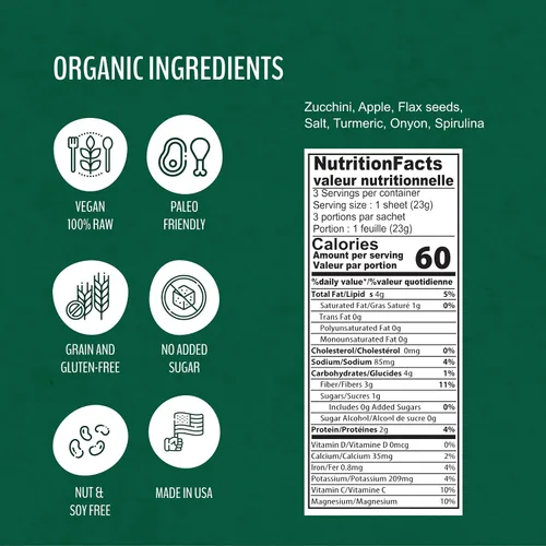 Vista 2 de WrawP Mini envolturas vegetales orgánicas – SPIRULINA (paquete de 4) ESTABLES EN ESTANTE, todo natural, sin gluten, paleo, vegano crudo. Perfecto