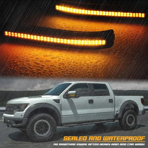 Vista 6 de Luces LED secuenciales para espejo lateral con lente ahumada Compatible con Ford F150 2009 a 2014