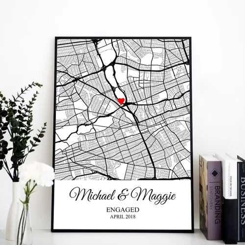 Vista 9 de VIRAGIL Mapa personalizado de dónde nos encontramos, Donde comenzó todo, Regalos de impresión de mapa de compromiso, Mapa de ciudad personalizado