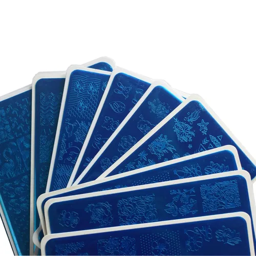 Vista 6 de Plato de estampado de uñas francesas – Juego de 3 placas de metal para uñas, diseño artístico, estampado geométrico de leopardo, rayas abstractas