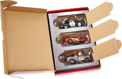 Vista 8 de Mattel Disney y Pixar Cars Toys, Radiator Springs, paquete de 3 autos y camiones de juguete fundidos a presión con Lightning McQueen, Mater y Sheriff