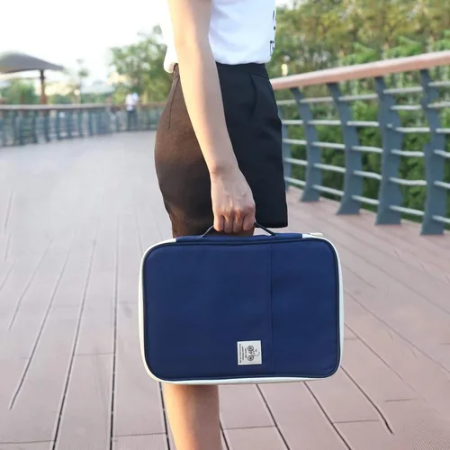 Vista 2 de JAKAGO Cartera de viaje A4 Organizador de documentos multifuncional con cremallera para suministros de oficina (azul)