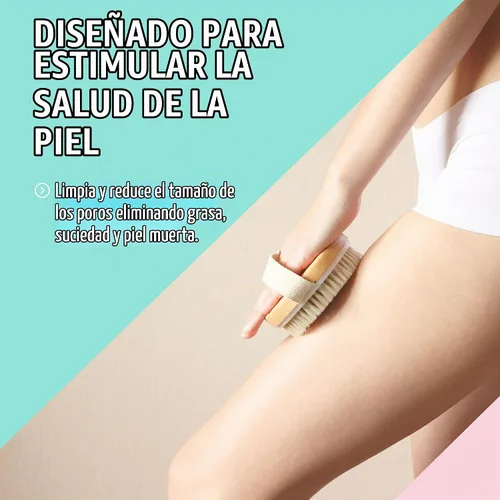 Vista 6 de Cepillo corporal seco (paquete de 1) – Reduce la celulitis, cepillo seco para celulitis y drenaje linfático, cepillo exfoliante con nódulos