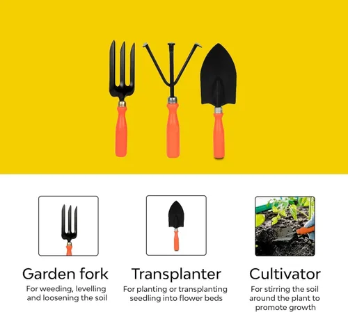 Vista 5 de Kit de herramientas de jardinería – 7 piezas (cultivador, tenedor, paletas, desbrozadora, guantes de jardín, cortador de podadora) Juego