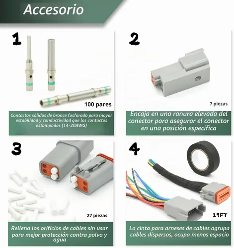 Vista 3 de Kit de conectores Deutsch DT de 345 piezas, conectores impermeables de 2, 3, 4, 6, 8 y 12 pines, herramienta de crimpado (12-20AWG), herramienta