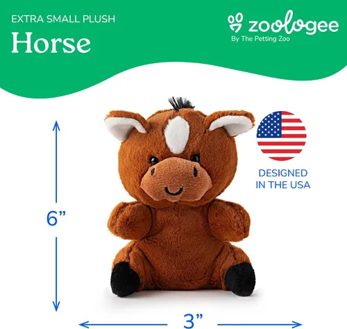 Vista 5 de The Petting Zoo Peluche de caballo de peluche, regalos para niños, animales de vida silvestre Nuggetz, juguete de peluche de caballo marrón, 6