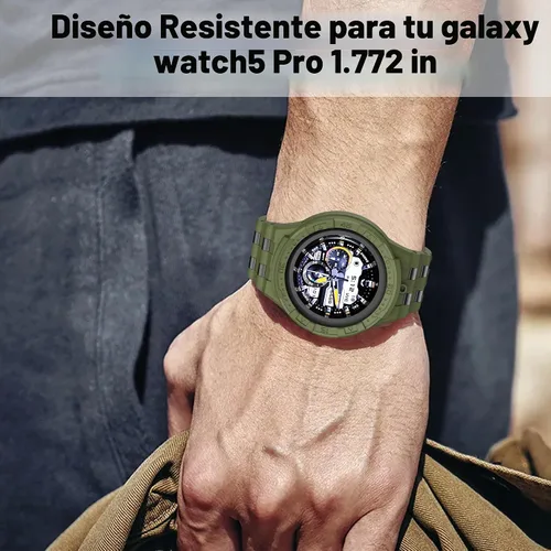 Vista 6 de Funda Compatible con Correa de Banda para Samsung Galaxy Watch 5 Pro con Estuche para Galaxy 5 Pro 45mm 2022 Hombre