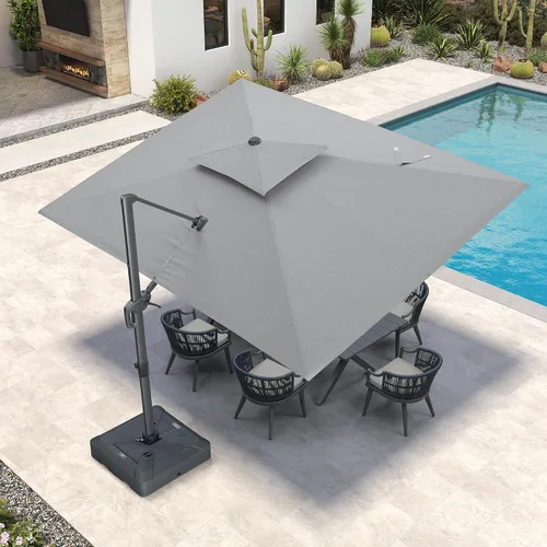 Vista 67 de PURPLE LEAF Sombrilla de Patio Voladiza de 10' x 13' para Exteriores con Base de 330 libras, Sombrilla Rectangular Grande Resistente al Viento
