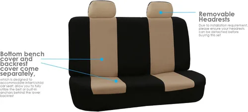 Vista 5 de Fundas para asiento FH GROUP FH-FB050102 planas, para la mayoría de los autos, camiones, furgonetas o camionetas, Beige-FH2033