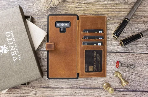 Vista 2 de Venito Verona - Funda de piel compatible con Samsung Galaxy Note 9 (6.4 pulgadas), bloqueo RFID, a presión, tapa trasera, delgada, tipo cartera