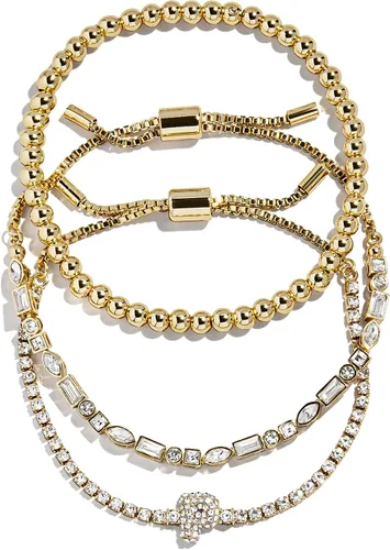 Vista 38 de BaubleBar Juego de pulsera Pisa para mujer, tres pulseras de cuentas chapadas en oro, joyería de moda, regalo de moda