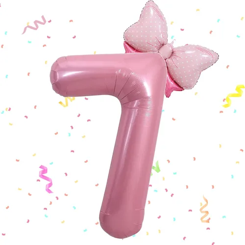 Vista 13 de Globo rosado de 40 pulgadas con número 4 y lazo mini para decoraciones de fiesta de cumpleaños número 4 de niña - Suministros de fiesta con tema rosa