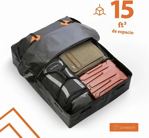 Vista 2 de ZONETECH Bolsa de carga resistente al agua para el techo, color negro clásico de 15 pies cúbicos, calidad premium, universal, impermeable, plegable