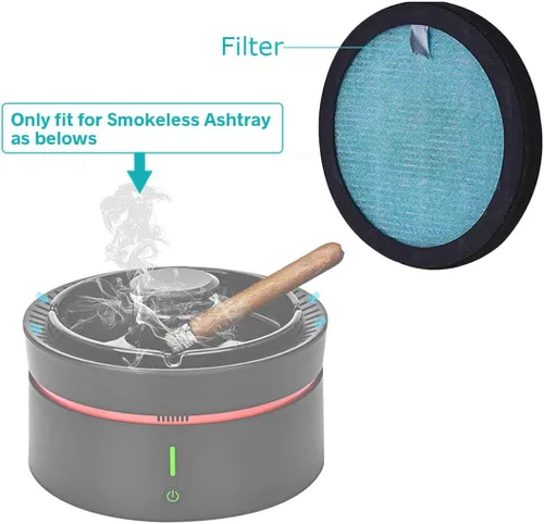 Vista 2 de Filtro para cenicero sin humo, filtro HEPA de repuesto para grabador de humo, eliminador de olores, purificador de detector de aire con indicador