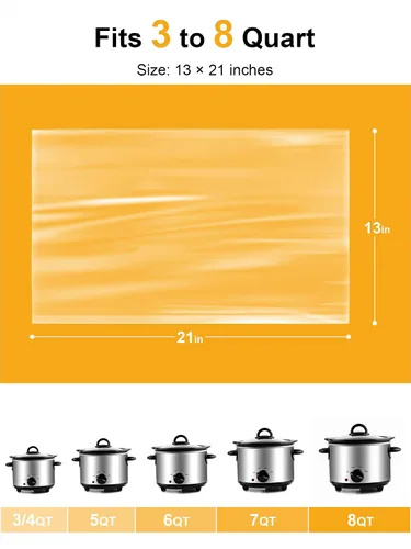 Vista 2 de SMARTAKE Forros para olla de cocción lenta, bolsas de cocina desechables de tamaño grande de 13" x 21", se ajustan de 3QT a 8QT para olla de cocción